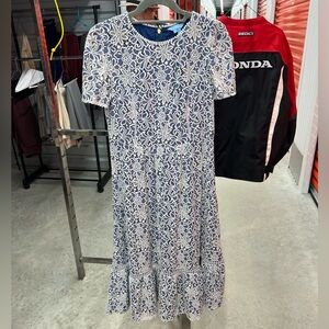 Draper James Blue and White Lace Midi Dress